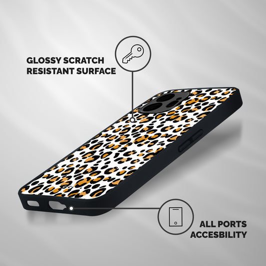 Leopard Pattern Print Shockproof Hybrid Protection (Metal + TPU) Back Case Cover