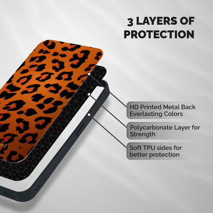 Leopard Shockproof Hybrid Protection (Metal + TPU) Back Case Cover