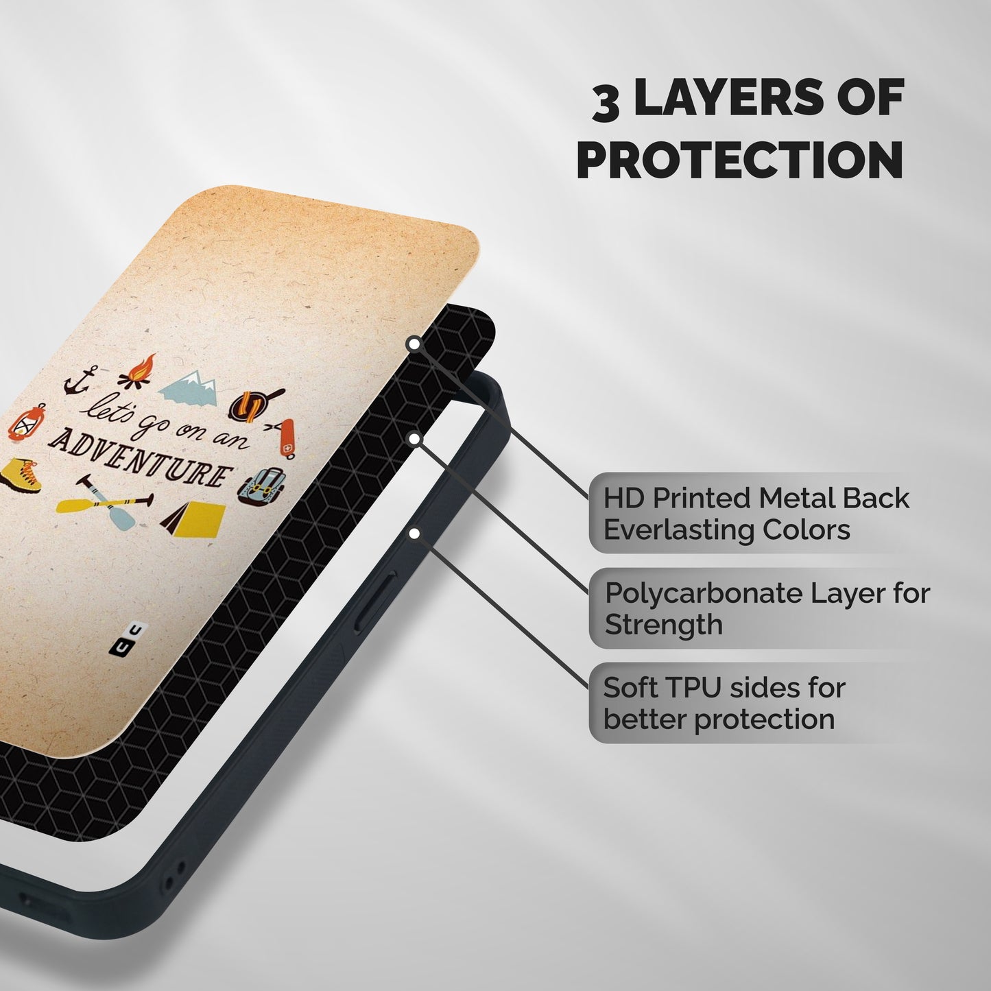 Lets Adventure Life Shockproof Hybrid Protection (Metal + TPU) Back Case Cover