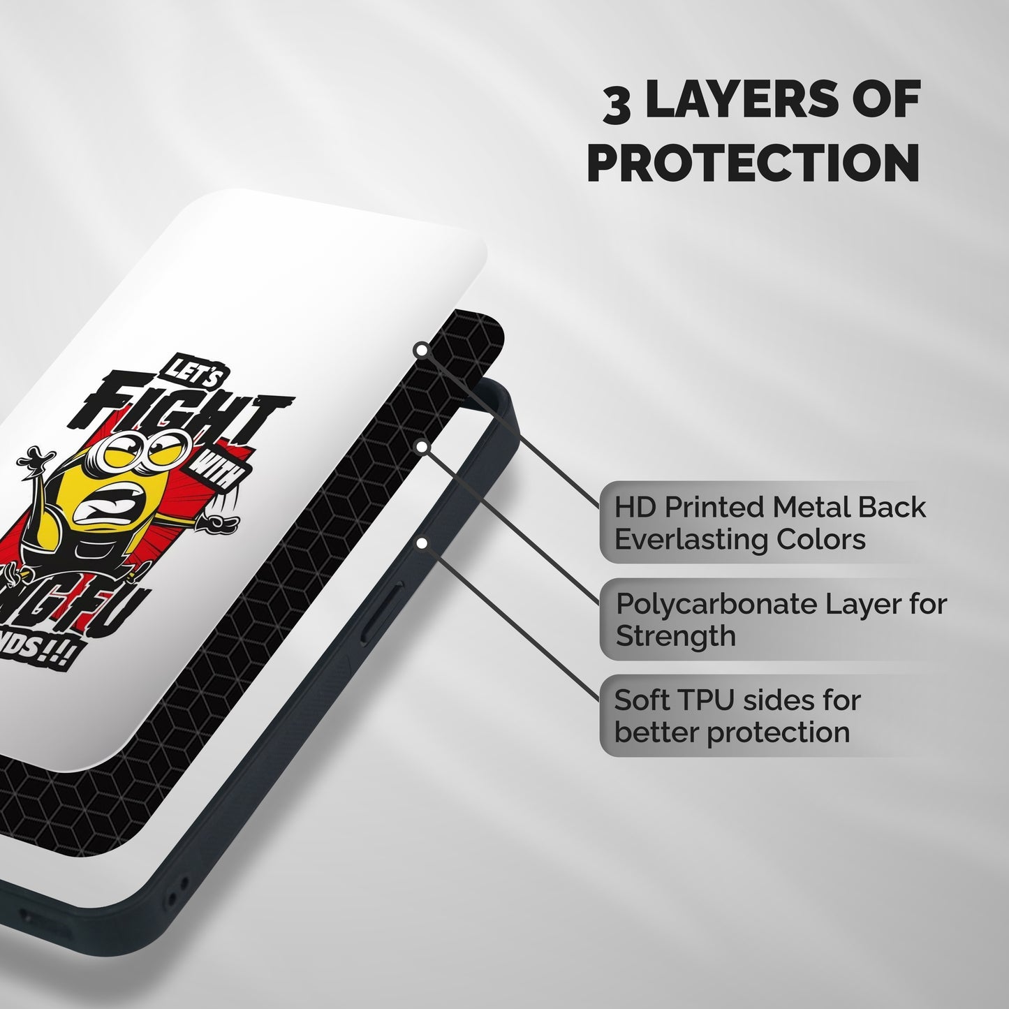 Lets Fight Shockproof Hybrid Protection (Metal + TPU) Back Case Cover
