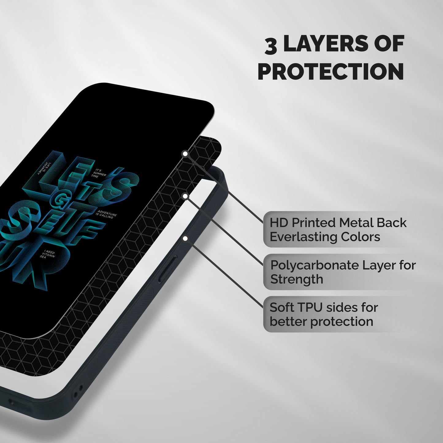Lets Get Surf Shockproof Hybrid Protection (Metal + TPU) Back Case Cover