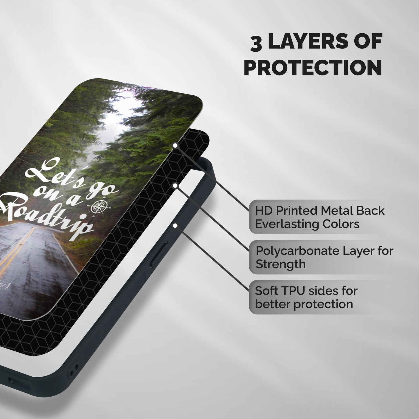 Lets go on a Roadtrip Shockproof Hybrid Protection (Metal + TPU) Back Case Cover
