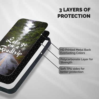 Lets go on a Roadtrip Shockproof Hybrid Protection (Metal + TPU) Back Case Cover