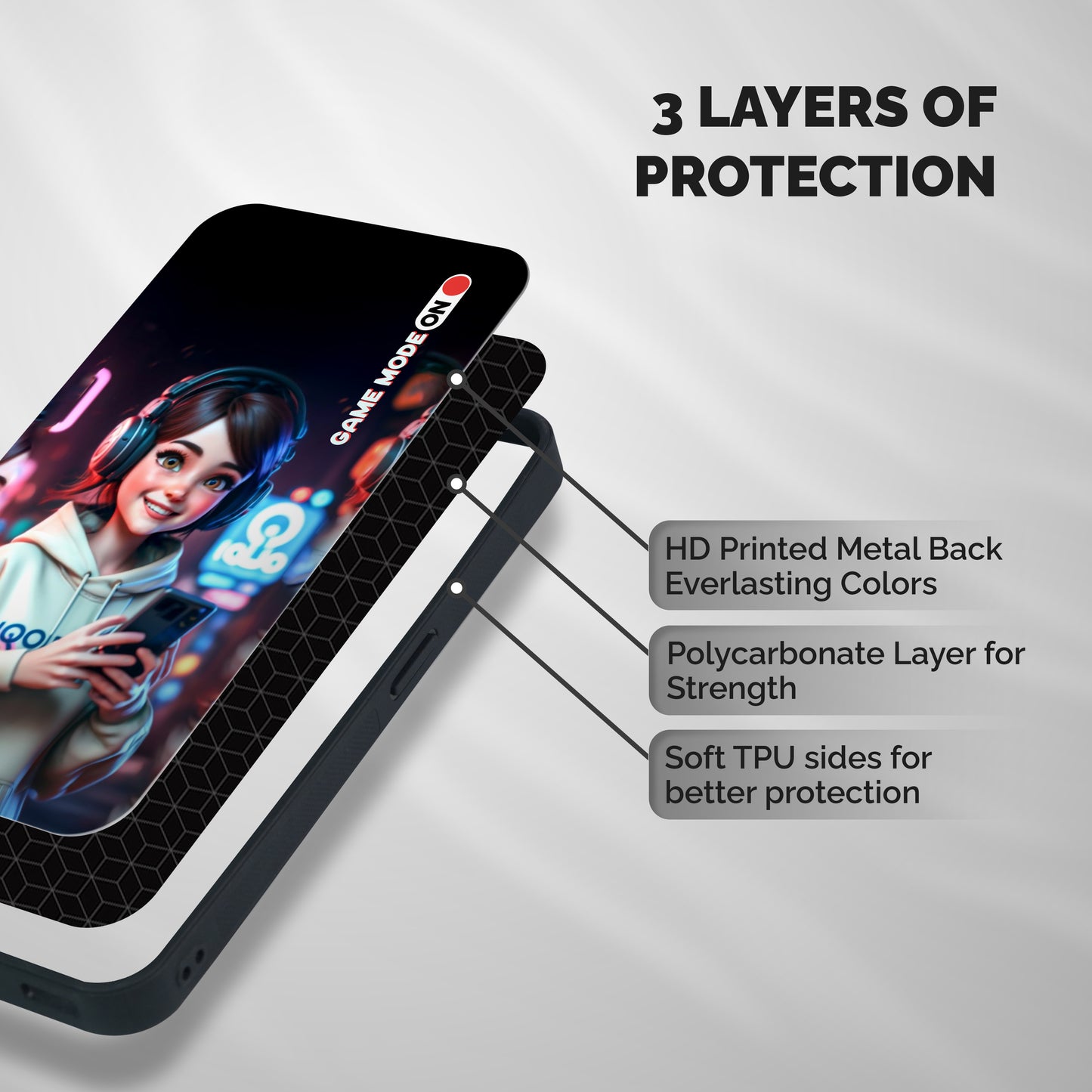 Lets Play Shockproof Hybrid Protection (Metal + TPU) Back Case Cover