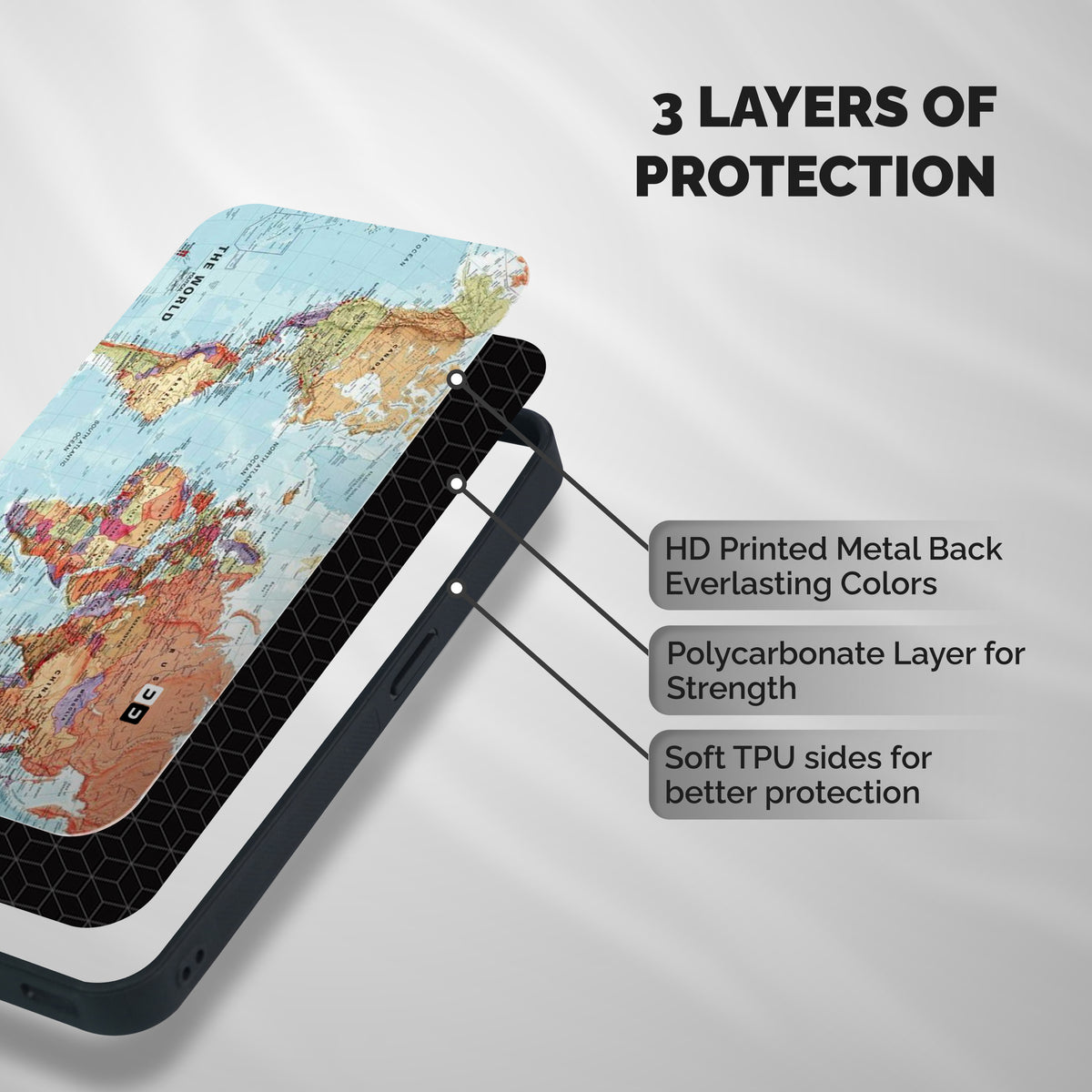 Lets Travel The World Shockproof Hybrid Protection (Metal + TPU) Back Case Cover