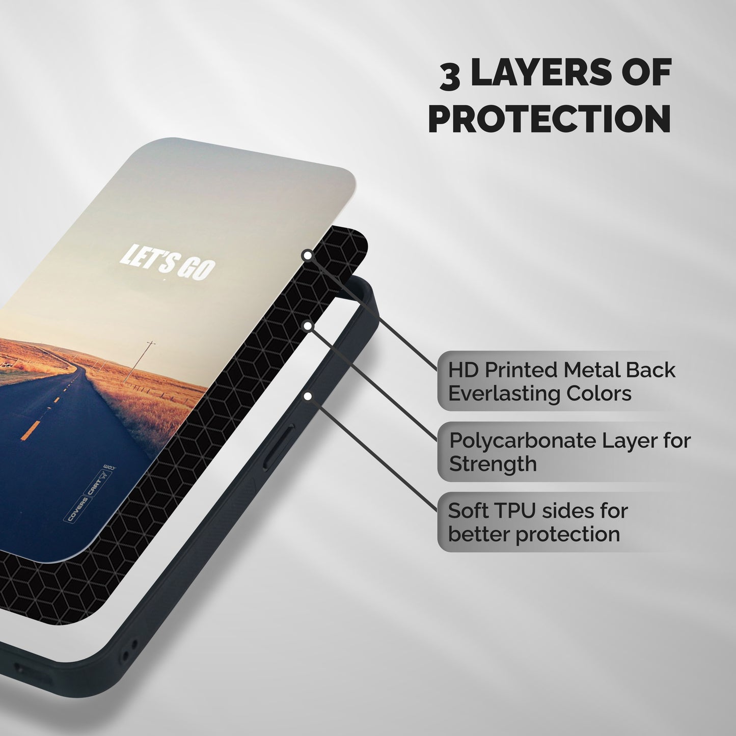 Lets Wander Shockproof Hybrid Protection (Metal + TPU) Back Case Cover
