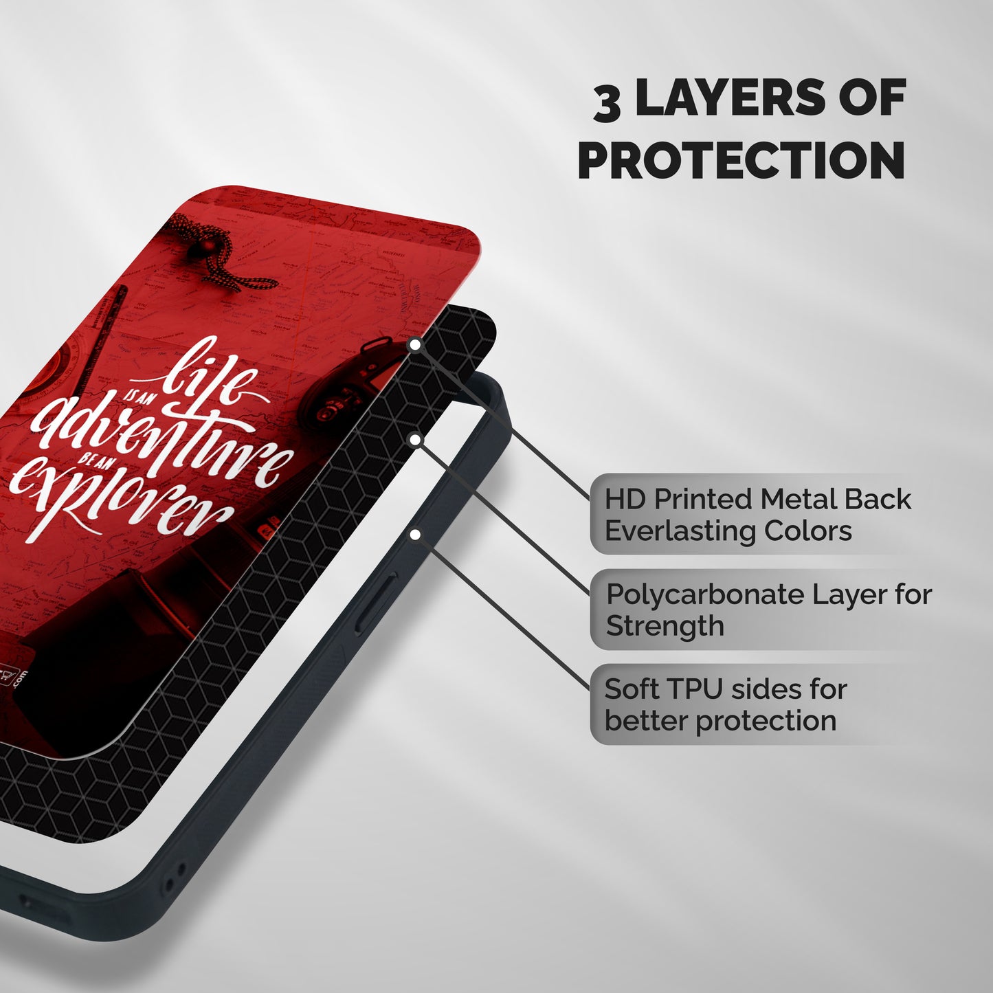 Life Adventure Explorer Shockproof Hybrid Protection (Metal + TPU) Back Case Cover
