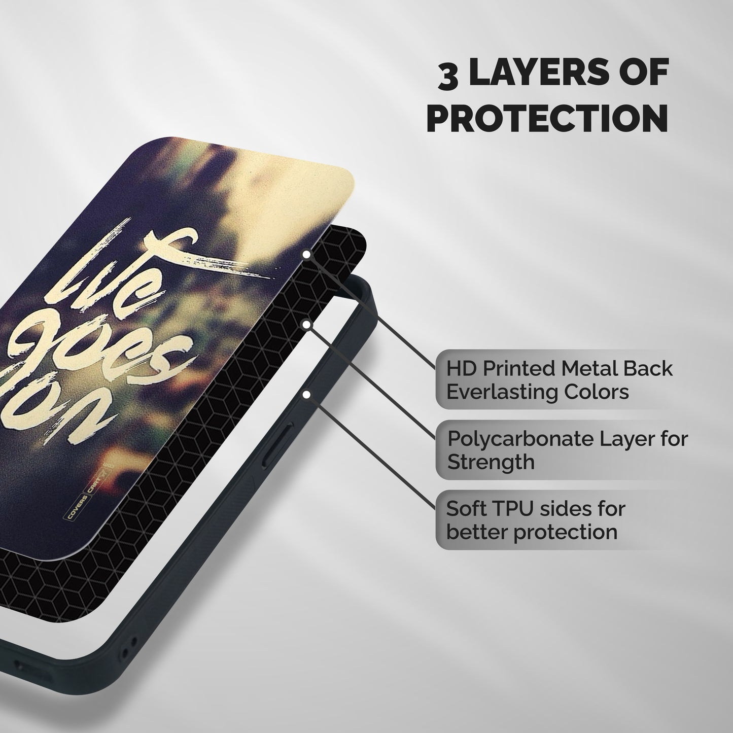 Life Goes On Shockproof Hybrid Protection (Metal + TPU) Back Case Cover