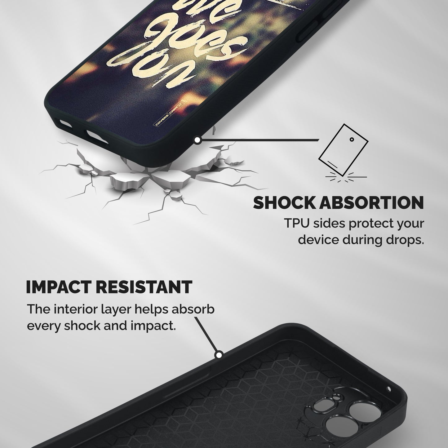 Life Goes On Shockproof Hybrid Protection (Metal + TPU) Back Case Cover