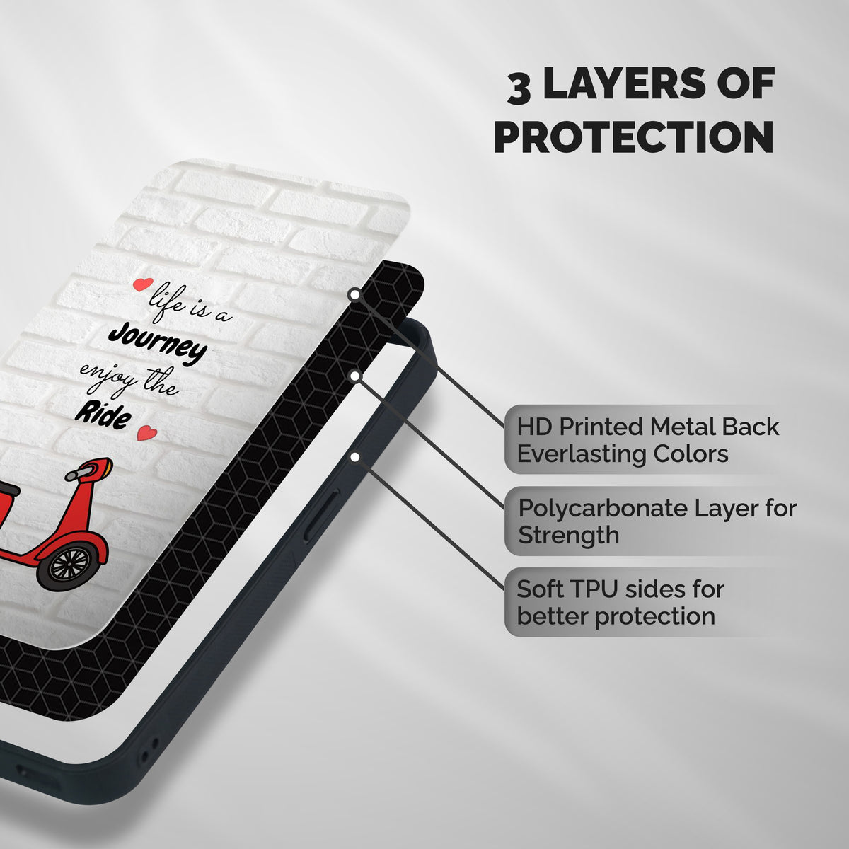 Life Is A Journey Shockproof Hybrid Protection (Metal + TPU) Back Case Cover