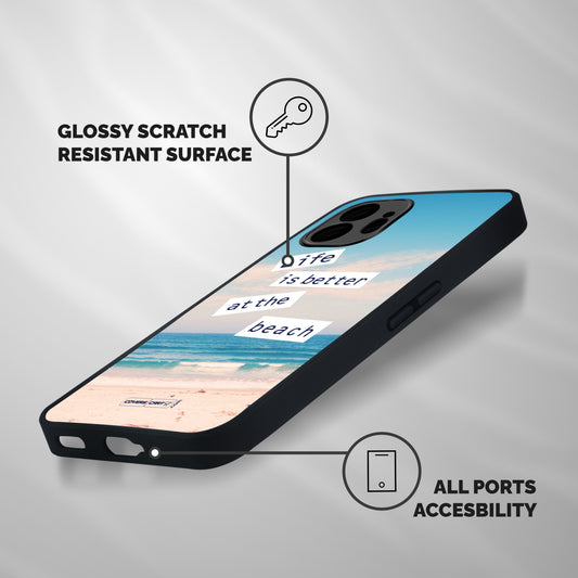 Life is better at the Beach Shockproof Hybrid Protection (Metal + TPU) Back Case Cover
