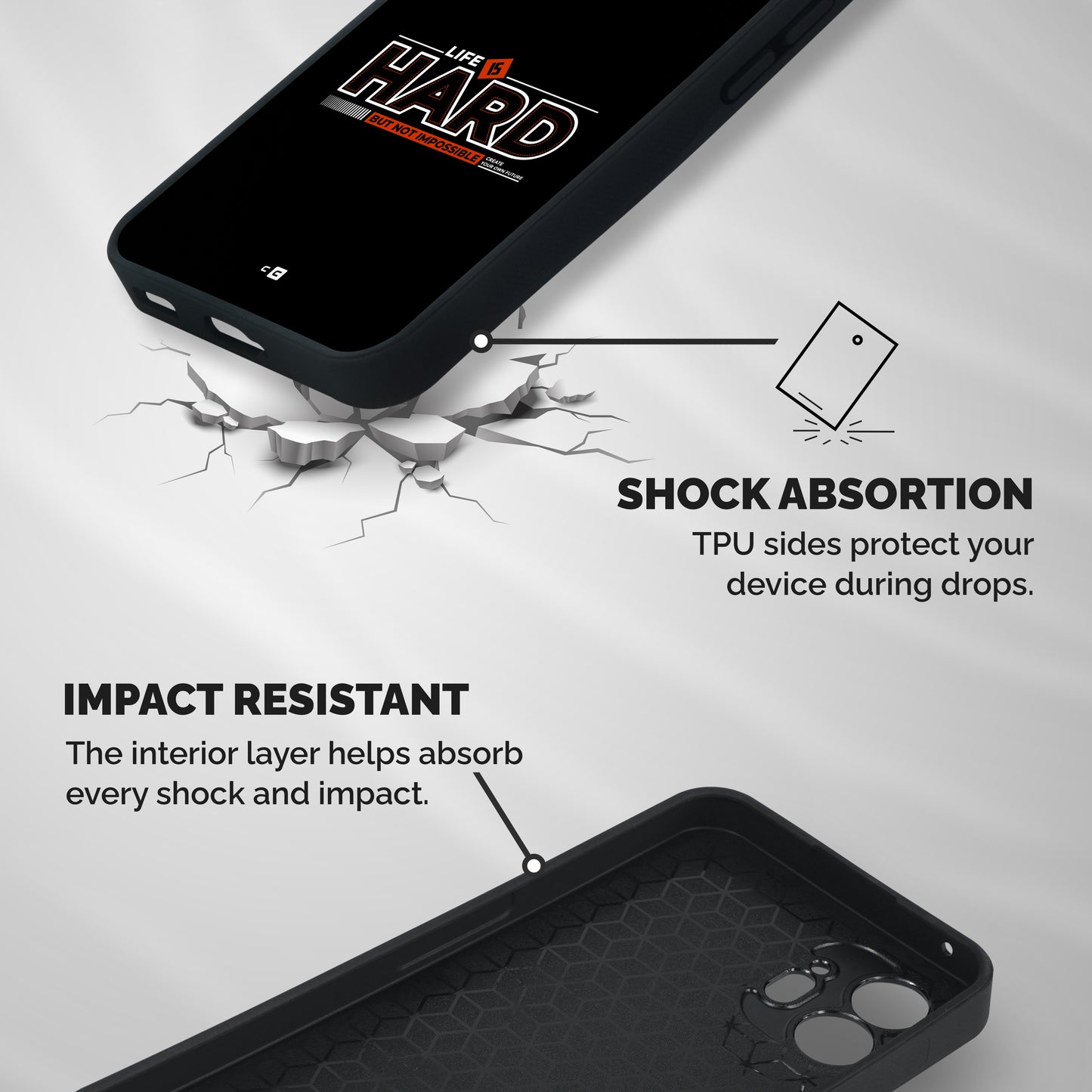 Life Is Hard Shockproof Hybrid Protection (Metal + TPU) Back Case Cover
