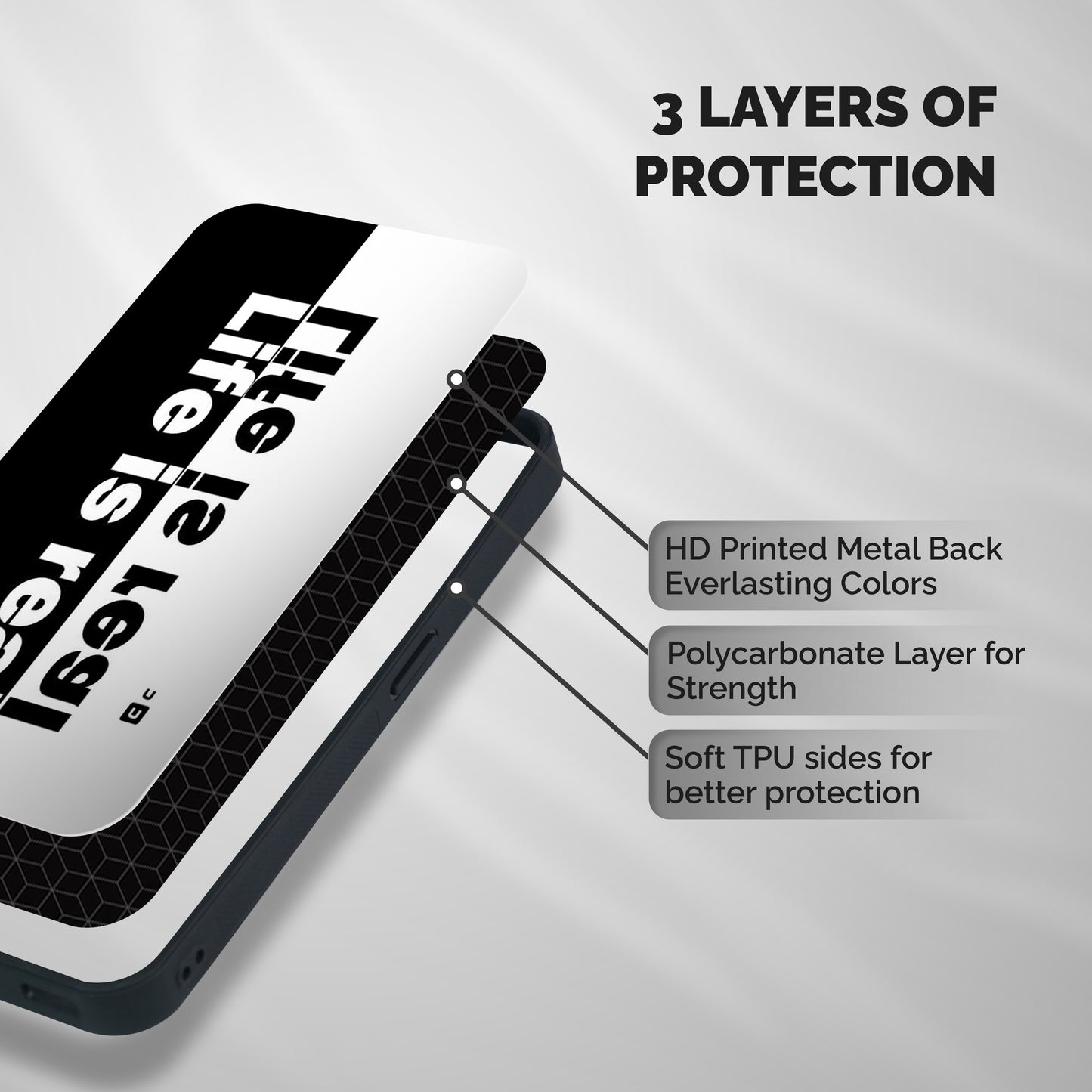 Life is Real Shockproof Hybrid Protection (Metal + TPU) Back Case Cover