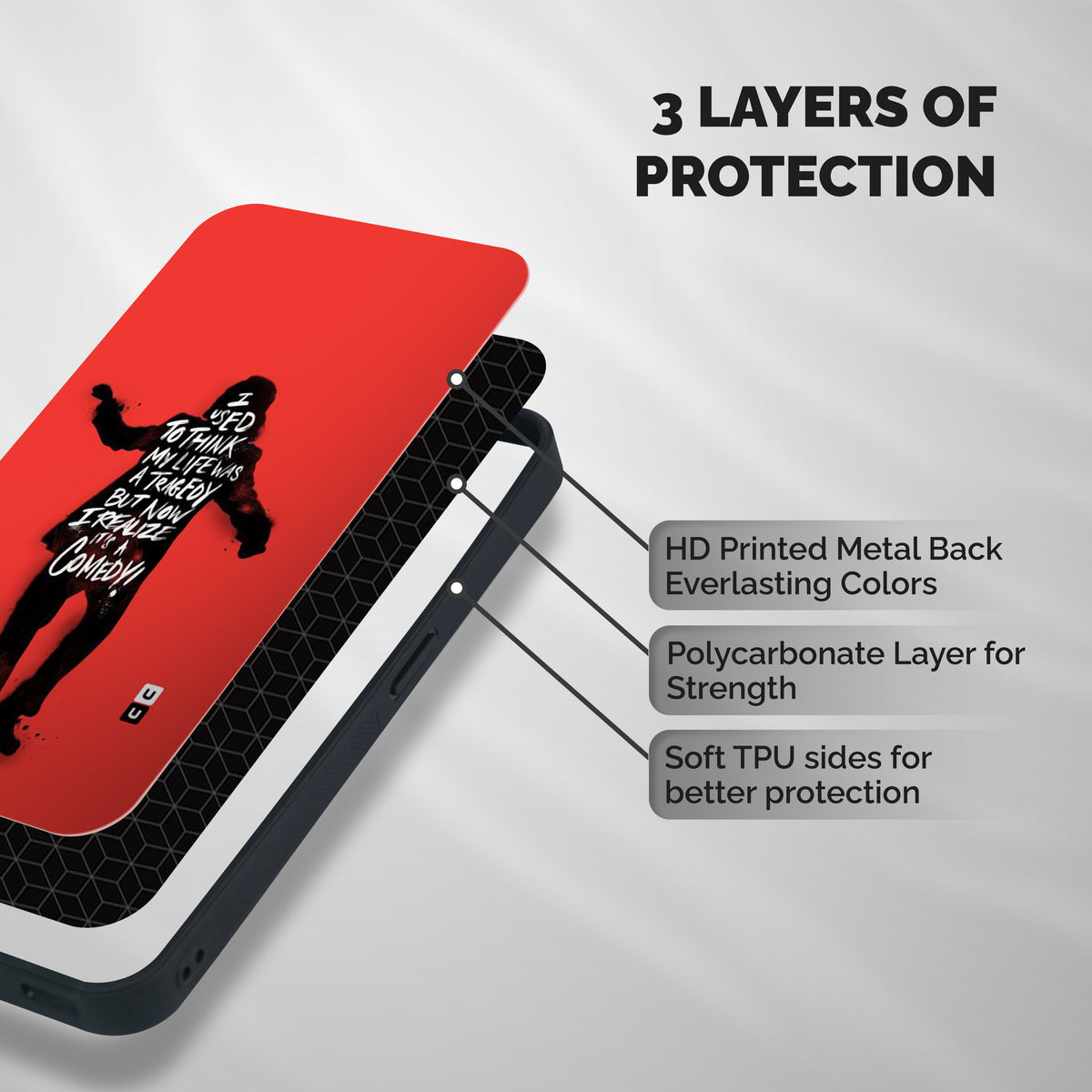 Life Tragedy Comedy Shockproof Hybrid Protection (Metal + TPU) Back Case Cover