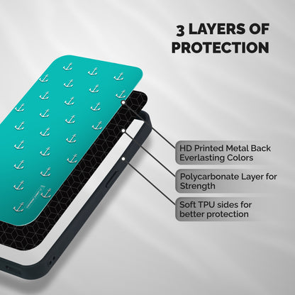 Light Blue Anchor Shockproof Hybrid Protection (Metal + TPU) Back Case Cover