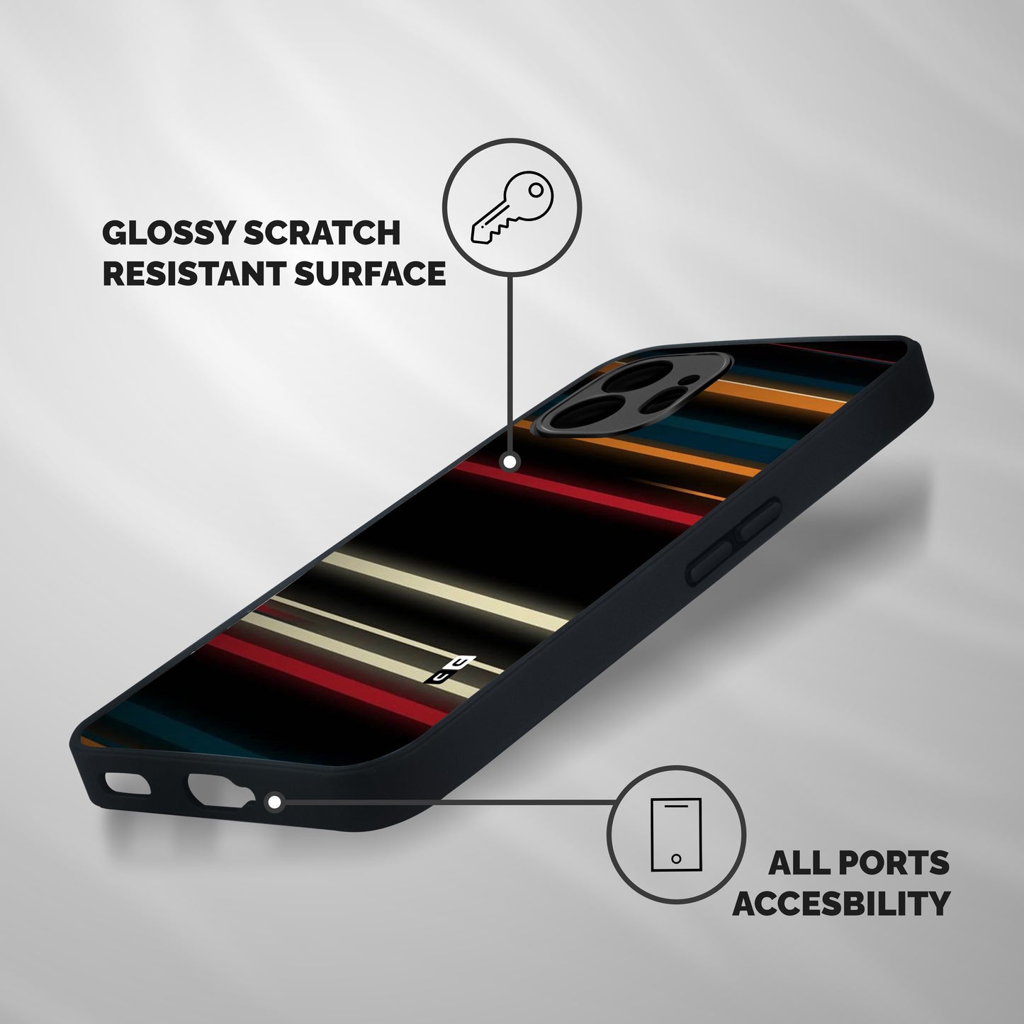 Light Diagonal Stripes Shockproof Hybrid Protection (Metal + TPU) Back Case Cover