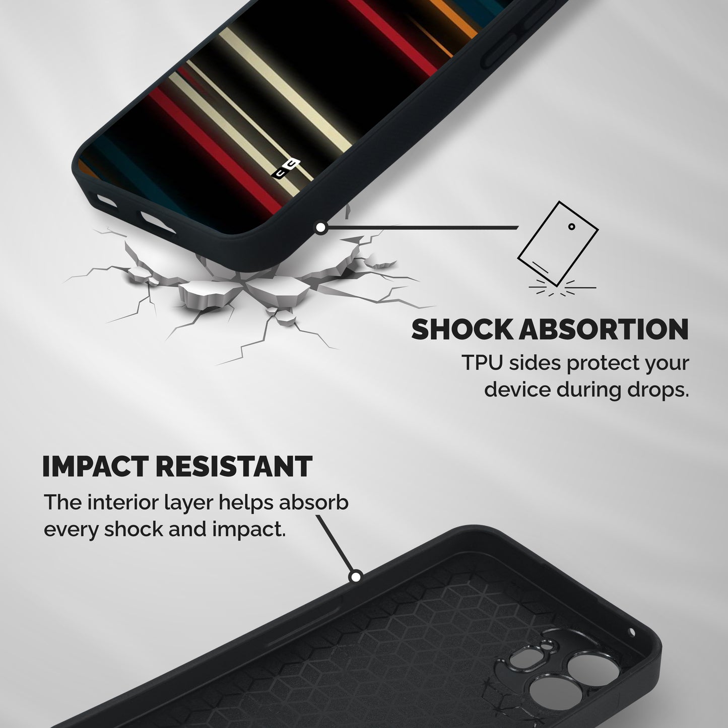 Light Diagonal Stripes Shockproof Hybrid Protection (Metal + TPU) Back Case Cover