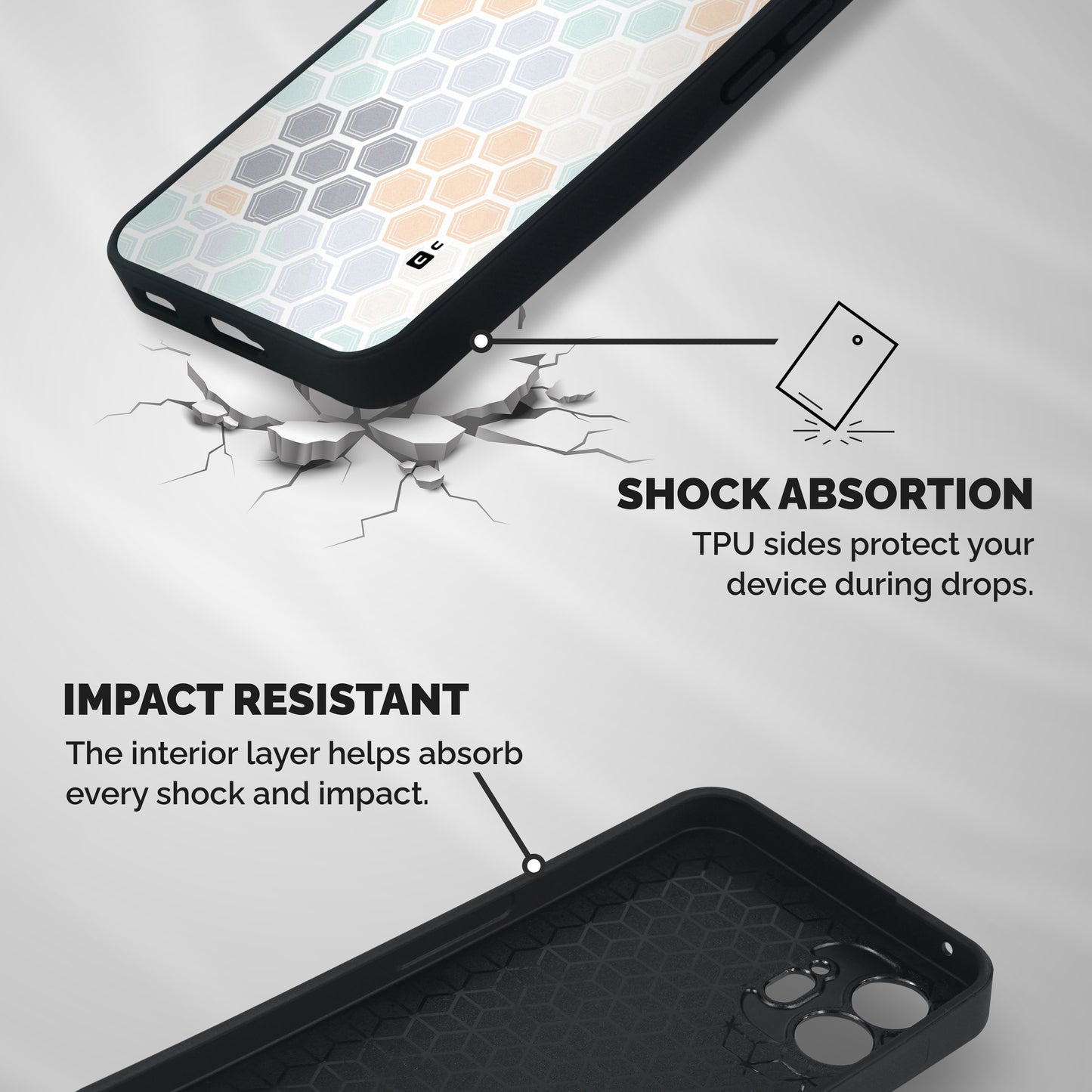 Light Hexagons Shockproof Hybrid Protection (Metal + TPU) Back Case Cover