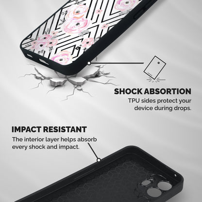 Light Pastel Flowers Design Shockproof Hybrid Protection (Metal + TPU) Back Case Cover