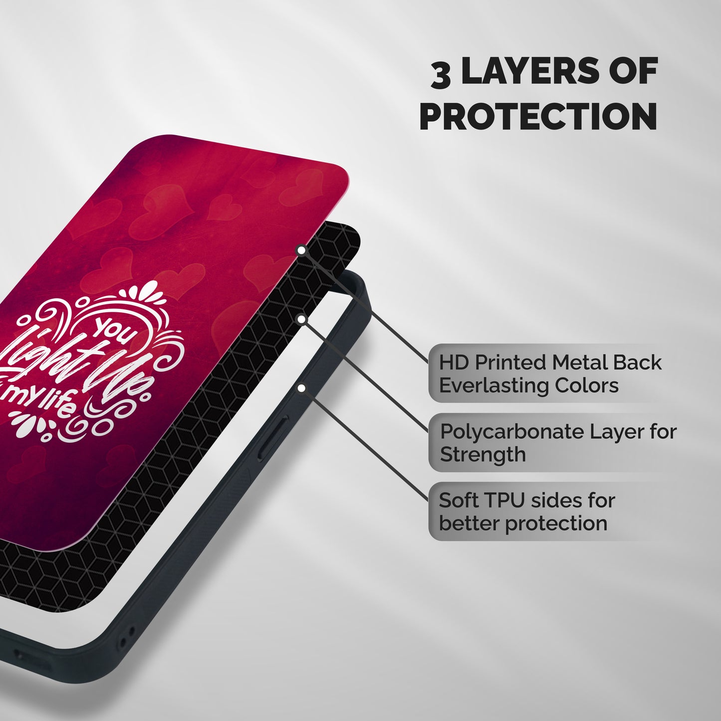 Light Up My Life Shockproof Hybrid Protection (Metal + TPU) Back Case Cover