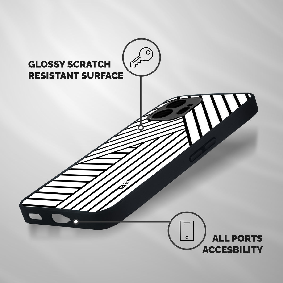 Lines Pattern Stripes Shockproof Hybrid Protection (Metal + TPU) Back Case Cover