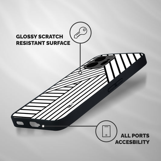 Lines Pattern Stripes Shockproof Hybrid Protection (Metal + TPU) Back Case Cover