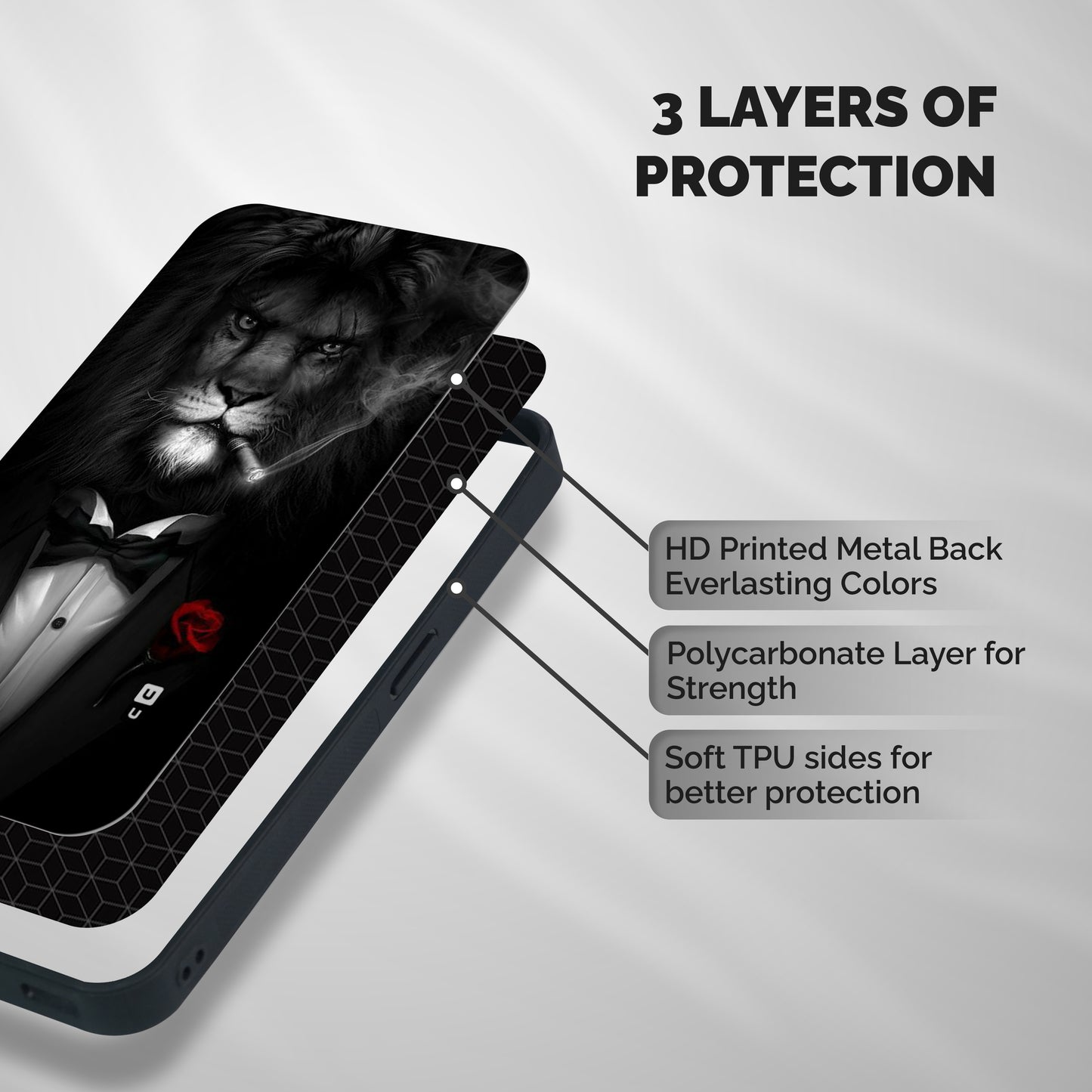 Lion Class Shockproof Hybrid Protection (Metal + TPU) Back Case Cover