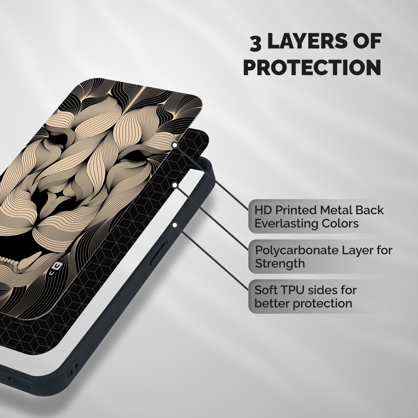 Lion Shape Design Shockproof Hybrid Protection (Metal + TPU) Back Case Cover