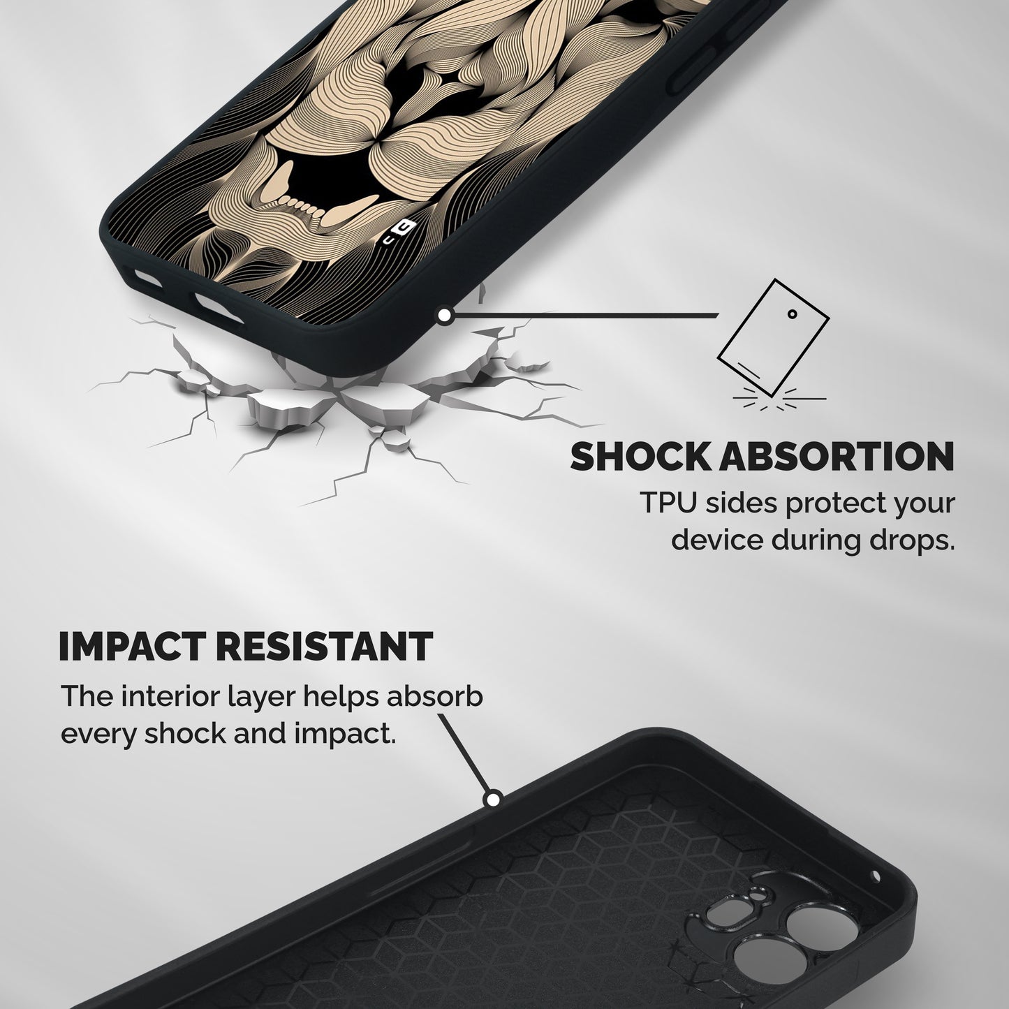 Lion Shape Design Shockproof Hybrid Protection (Metal + TPU) Back Case Cover