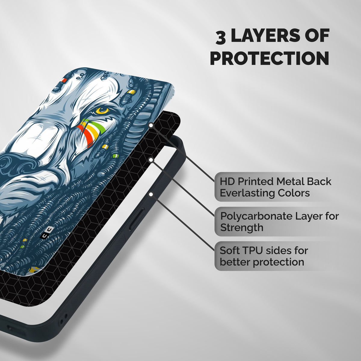 Lionic Face Shockproof Hybrid Protection (Metal + TPU) Back Case Cover