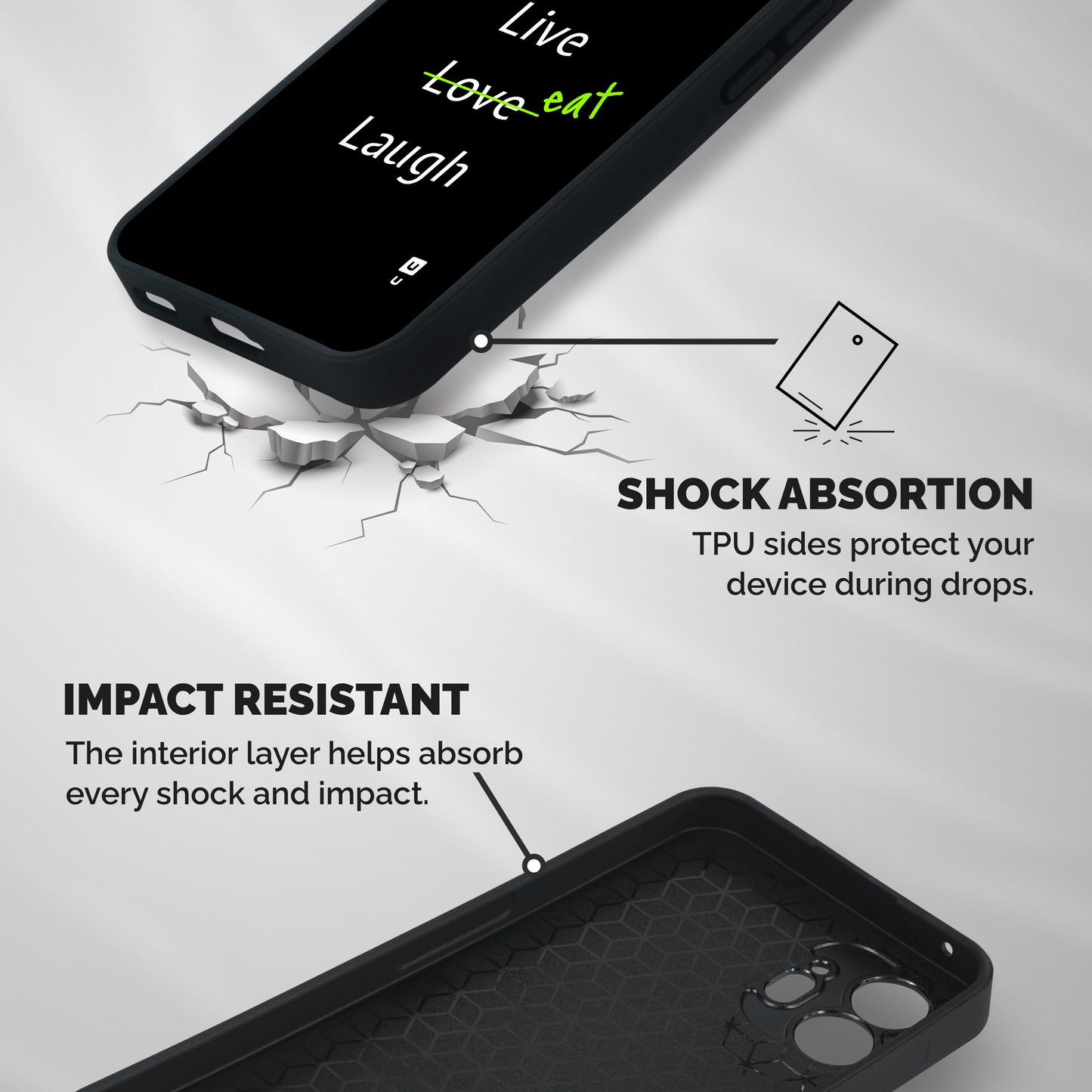 Live Eat Laugh Shockproof Hybrid Protection (Metal + TPU) Back Case Cover