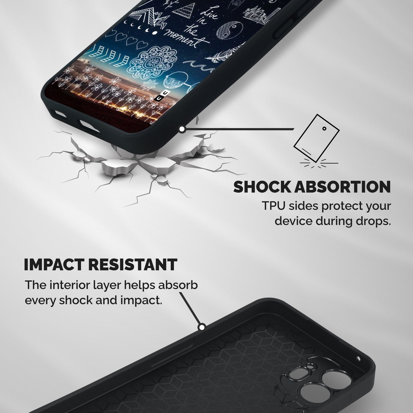 Live In The Moment Shockproof Hybrid Protection (Metal + TPU) Back Case Cover