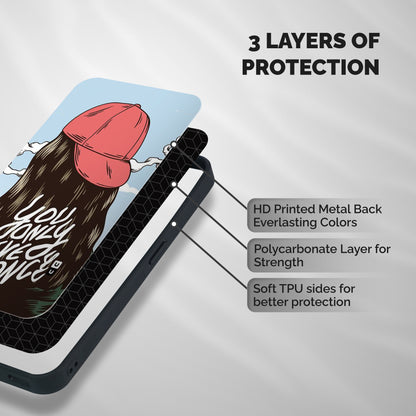 Live Once Shockproof Hybrid Protection (Metal + TPU) Back Case Cover