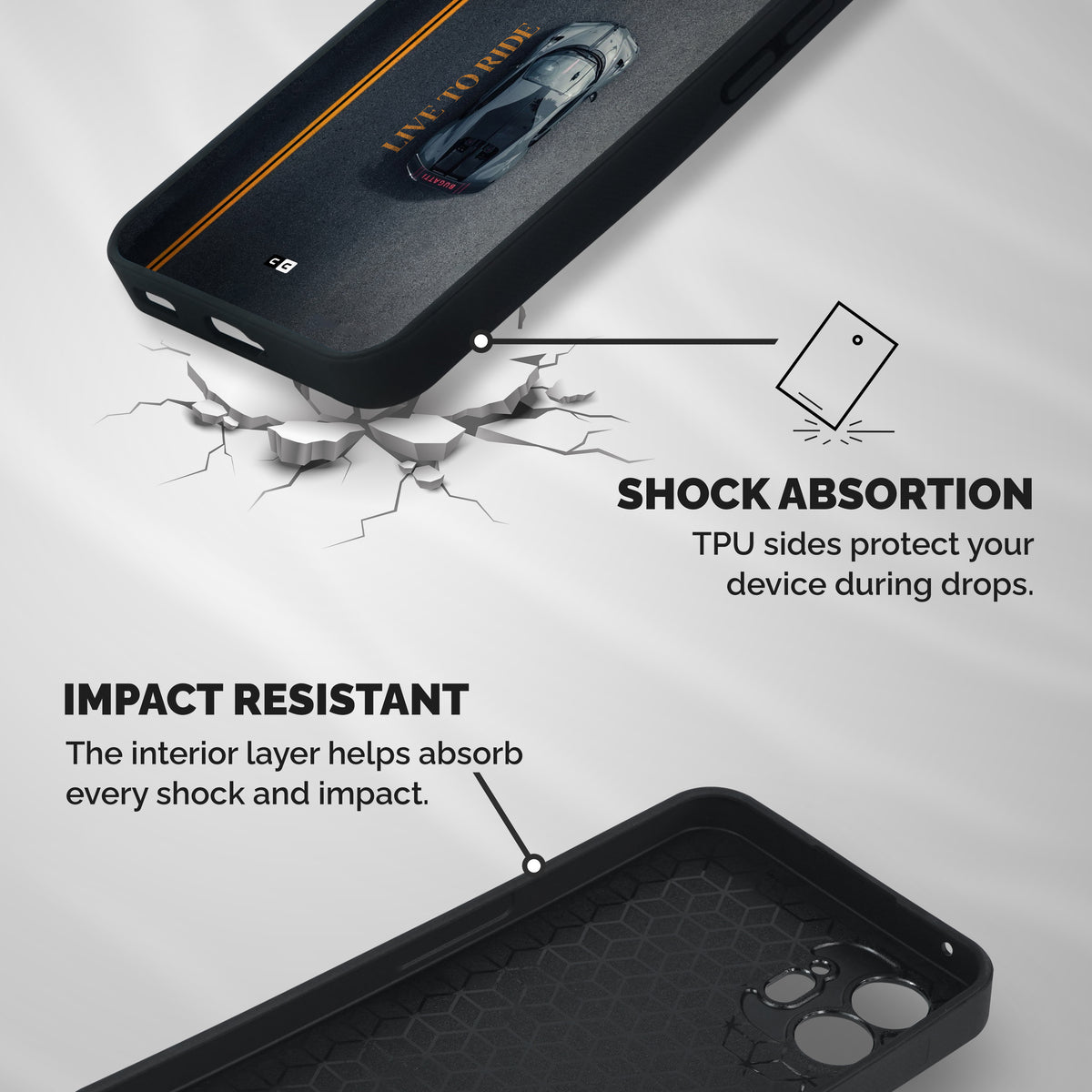 Live To Ride Shockproof Hybrid Protection (Metal + TPU) Back Case Cover