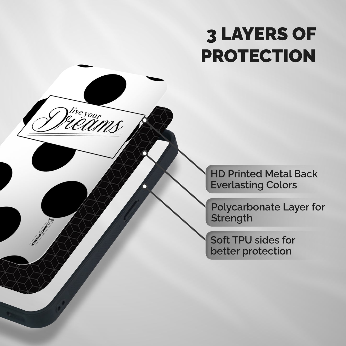 Live Your Dreams Shockproof Hybrid Protection (Metal + TPU) Back Case Cover