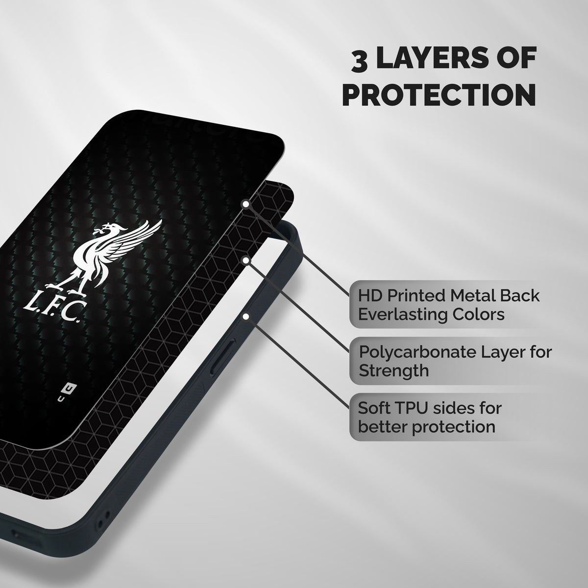 LiverPool Club Shockproof Hybrid Protection (Metal + TPU) Back Case Cover