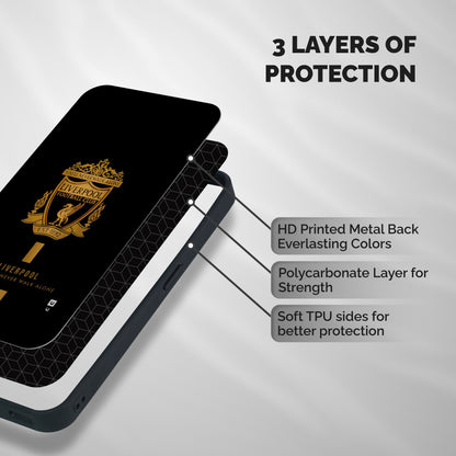 LiverPool Never Walk Alone Shockproof Hybrid Protection (Metal + TPU) Back Case Cover