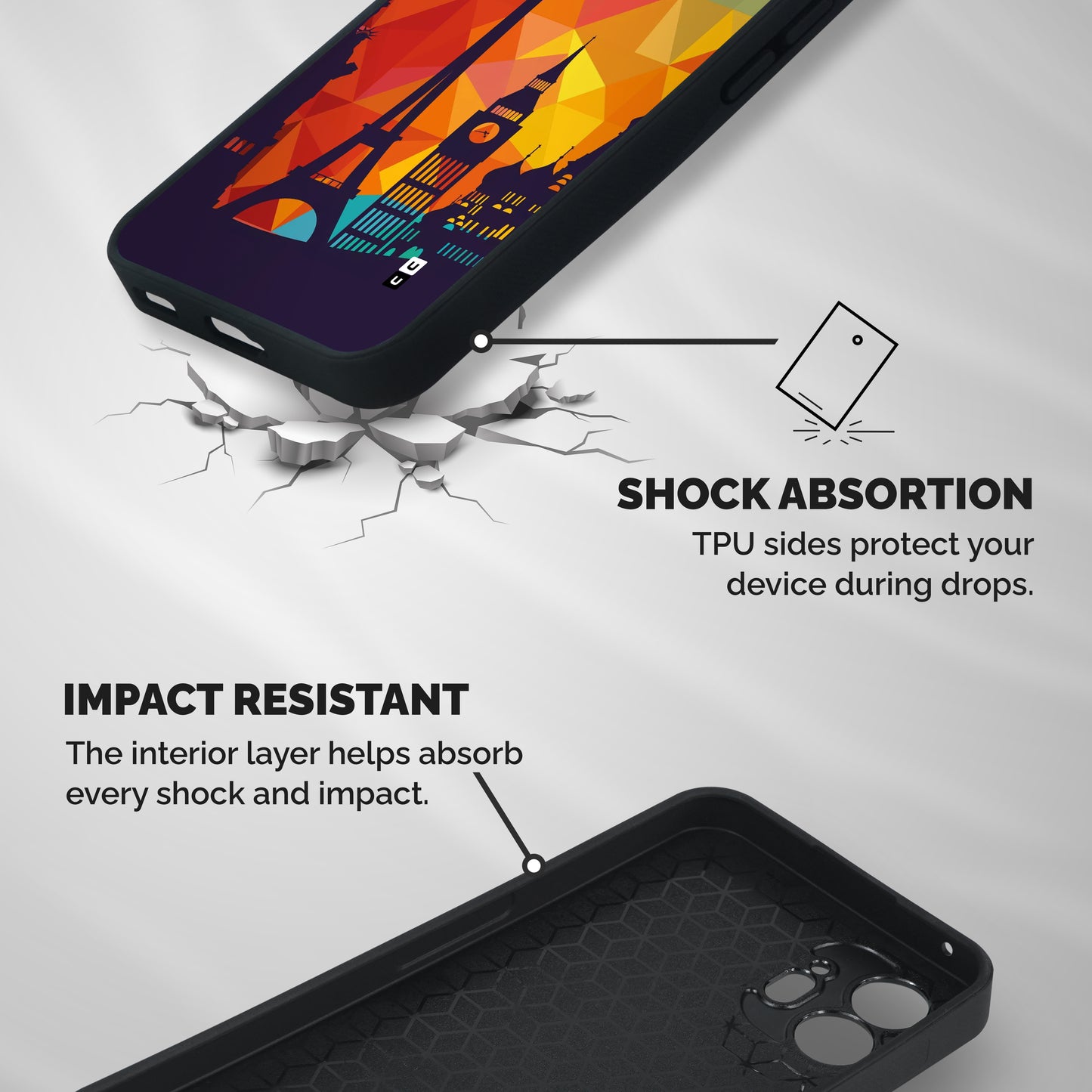 London Art Shockproof Hybrid Protection (Metal + TPU) Back Case Cover