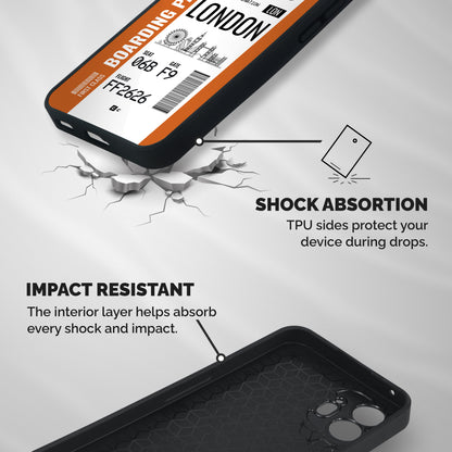 London Boarding Pass Shockproof Hybrid Protection (Metal + TPU) Back Case Cover