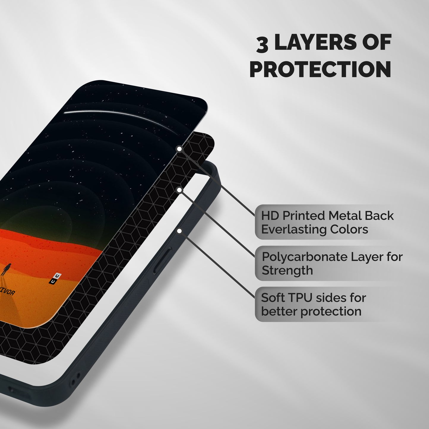 Lone Survivor Shockproof Hybrid Protection (Metal + TPU) Back Case Cover