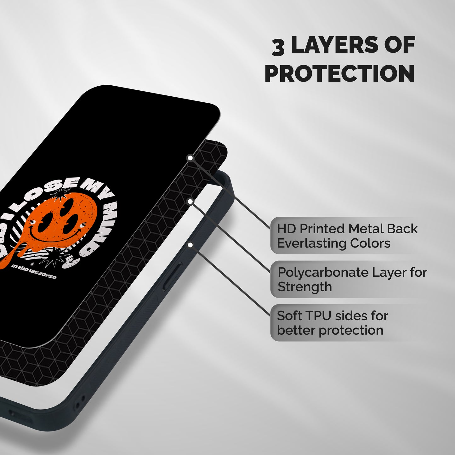 Loose My Mind Shockproof Hybrid Protection (Metal + TPU) Back Case Cover