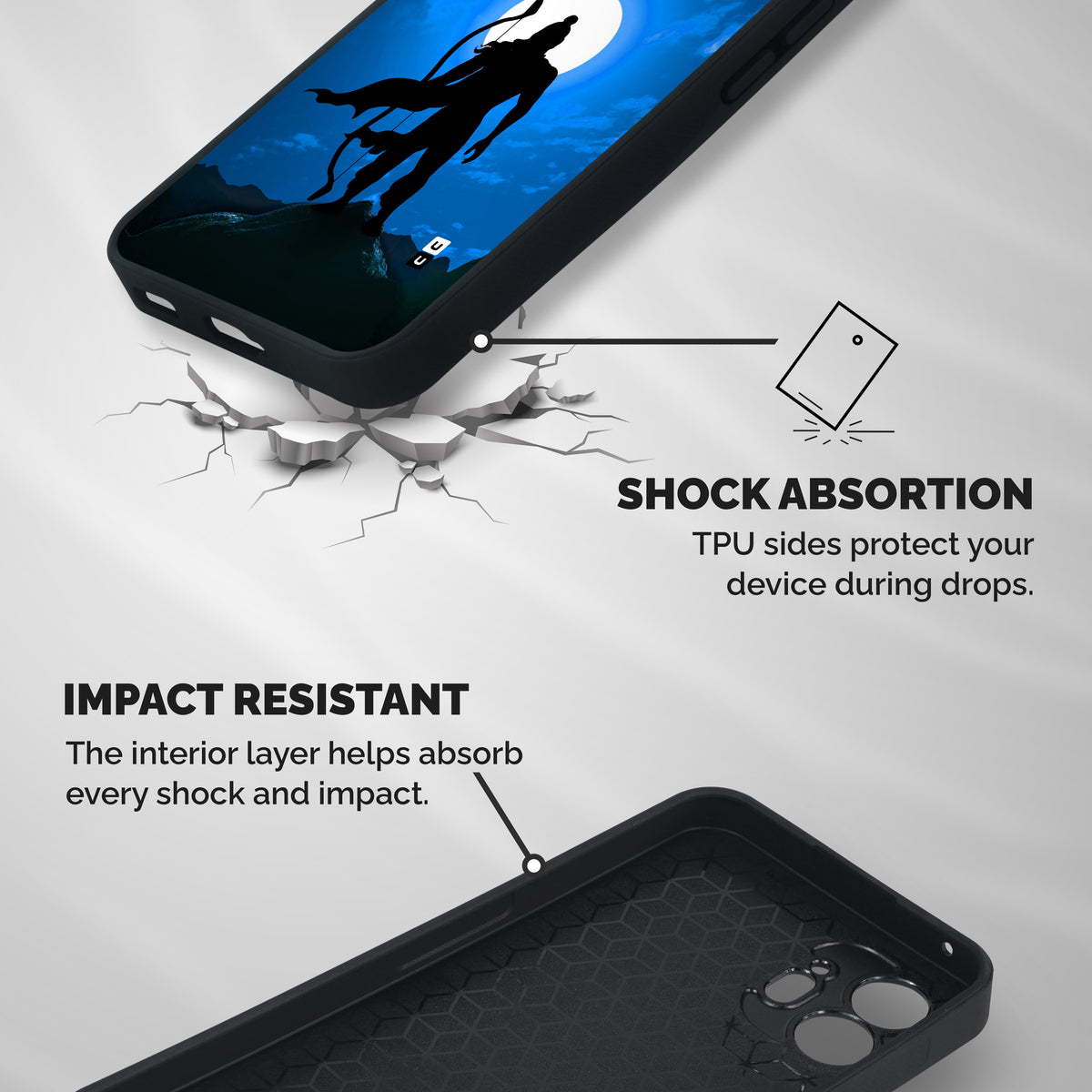 Lord Ram Illustration Shockproof Hybrid Protection (Metal + TPU) Back Case Cover