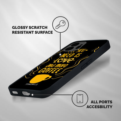 Love and More Coffee Shockproof Hybrid Protection (Metal + TPU) Back Case Cover