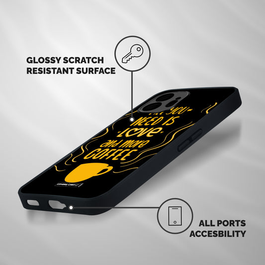 Love and More Coffee Shockproof Hybrid Protection (Metal + TPU) Back Case Cover