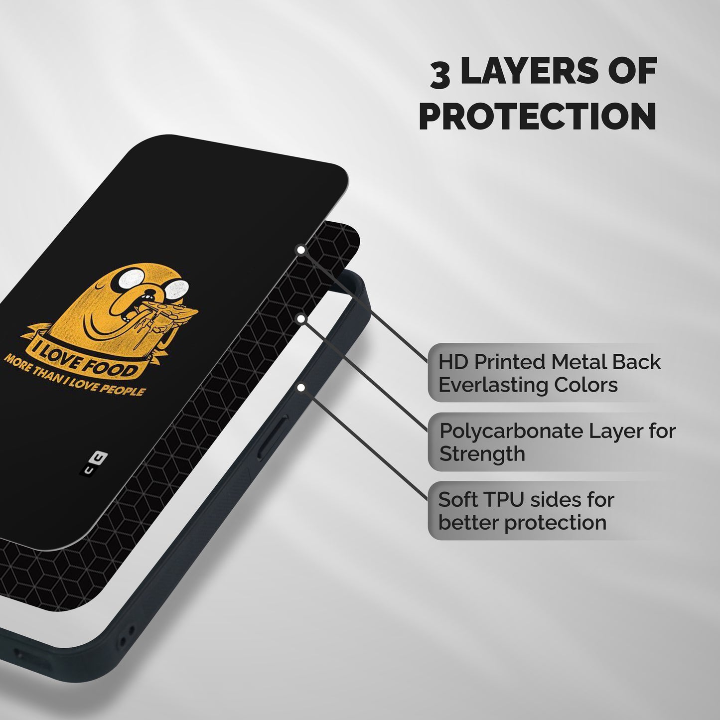 Love Food Shockproof Hybrid Protection (Metal + TPU) Back Case Cover