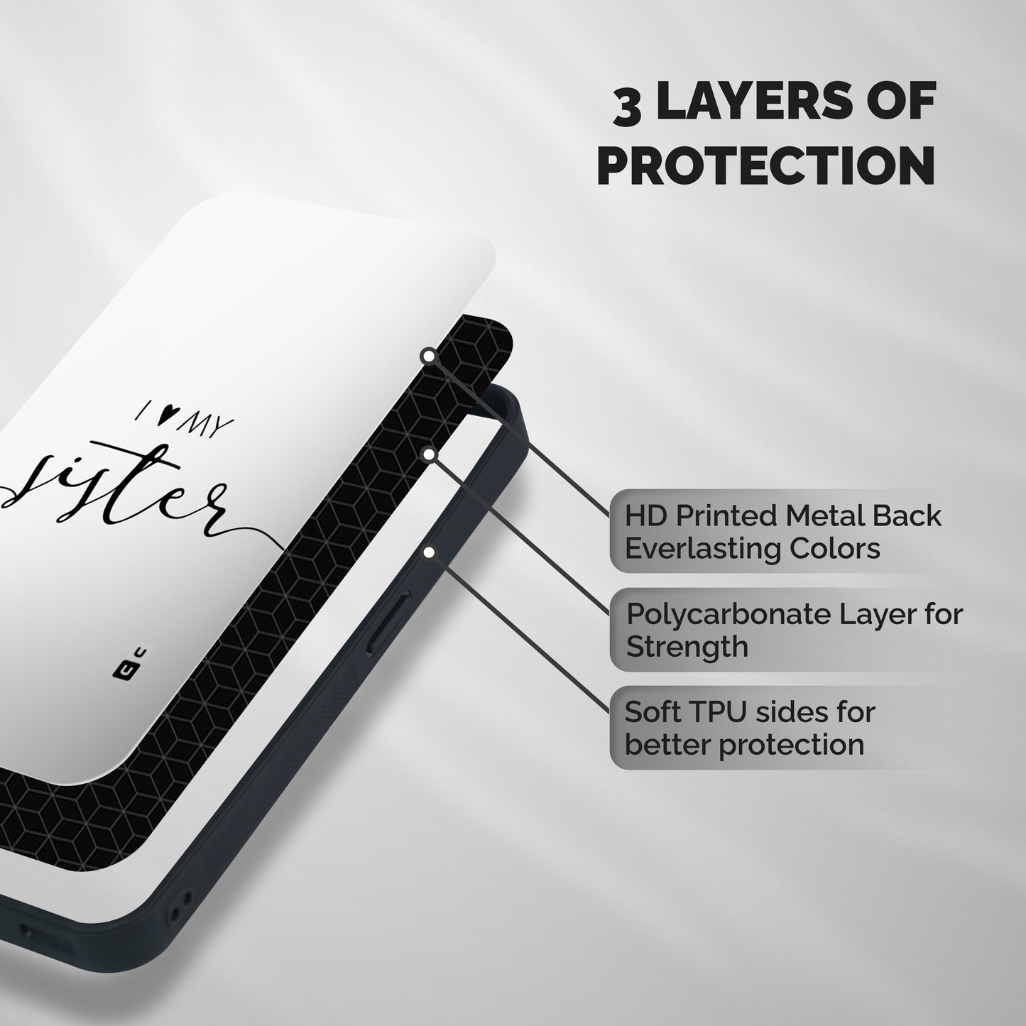 Love My Sister Shockproof Hybrid Protection (Metal + TPU) Back Case Cover