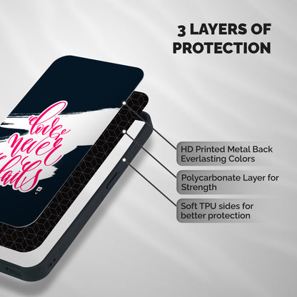 Love Never Fails Shockproof Hybrid Protection (Metal + TPU) Back Case Cover