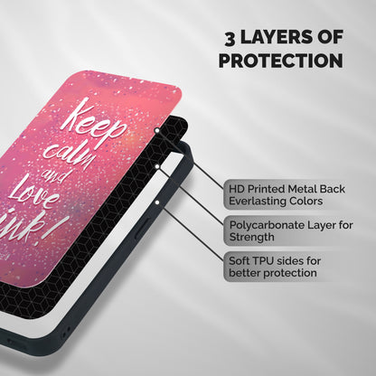 Love Pink Shockproof Hybrid Protection (Metal + TPU) Back Case Cover