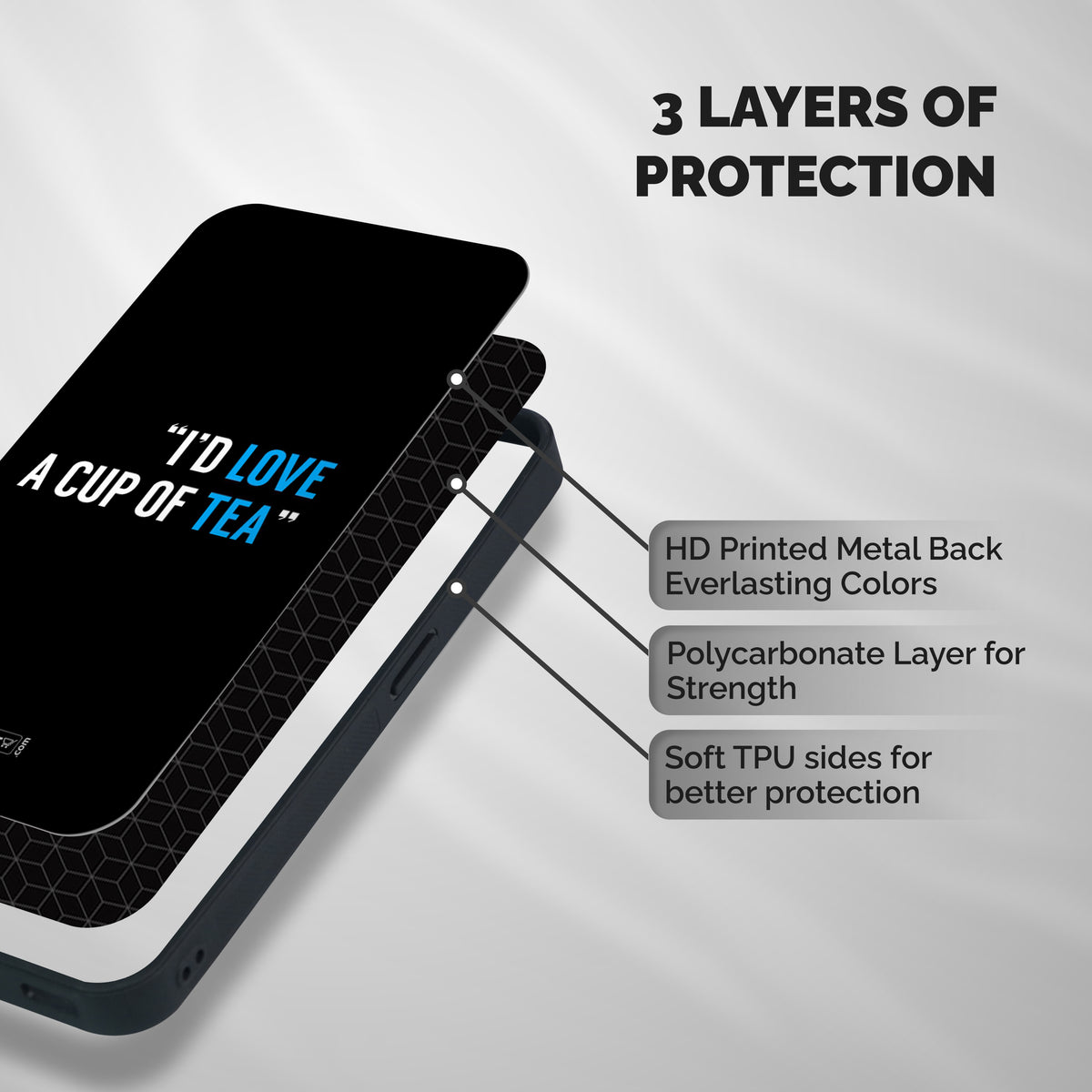 Love Tea Shockproof Hybrid Protection (Metal + TPU) Back Case Cover