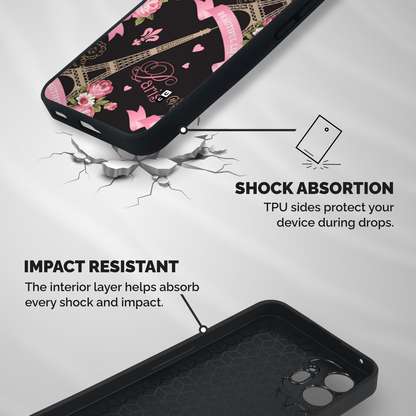 Love Tower Shockproof Hybrid Protection (Metal + TPU) Back Case Cover